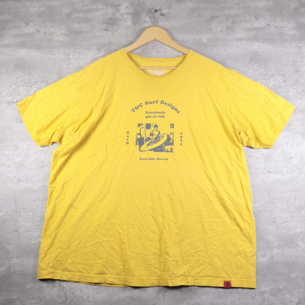 T&C Surf Designs Pearl City Hawaii Graphic Tee Yellow Organic Cotton Mens 3XL